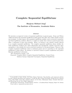 Complete Sequential Equilibrium&lowast;