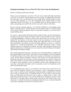 Studying Something You Are Part Of: The View From the Bandstand