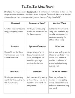 word work tic tac toe