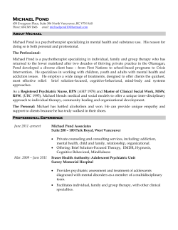 Michael Pond 650 Evergreen Place, Suite 306 North Vancouver, BC