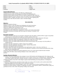 PBISWorld.com Behavior Intervention Plan for Frustration And