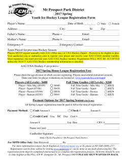 2017 Spring Youth Ice Hockey League Registration Form