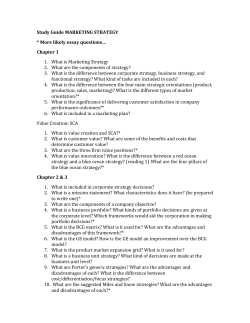 Study Guide MARKETING STRATEGY