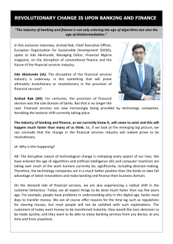 Revolutionary change is upon banking and finance