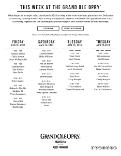 thiS week AT the gRAnD ole opry&reg;