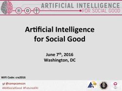Ar*ficial Intelligence for Social Good