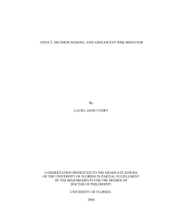 affect, decision making, and adolescent risk