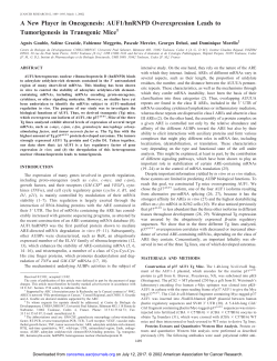 A New Player in Oncogenesis: AUF1/hnRNPD