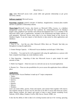 PRACTICAL 1 Aim: study Microsoft access tools ,create table and