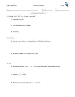 CPM Practice TestPolynomial Functions Unit 2