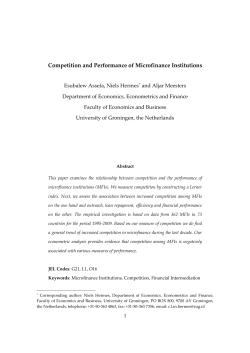 Competition and Performance of Microfinance Institutions
