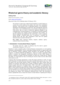 Rhetorical genre theory and academic literacy