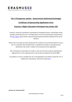 Tier 5 - Erasmus Plus UK
