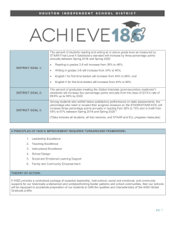 DISTRICT GOAL 1: The percent of students reading and writing at or