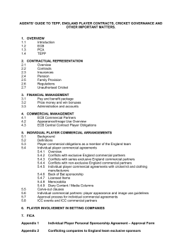 AGENTS` GUIDE TO TEPP, ENGLAND PLAYER CONTRACTS
