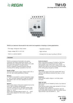 Aug 96 One stage elektronIc thermostat Function