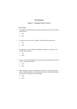 Test Database Chapter 4 &ndash; Designing Channel Networks True or