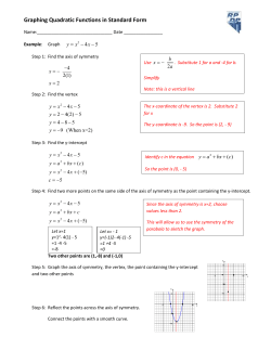 Graphing Quadratic Functions in Standard Form Worksheet #1