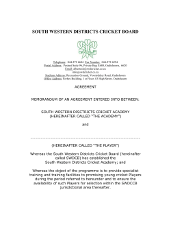 agreement - SWD Cricket