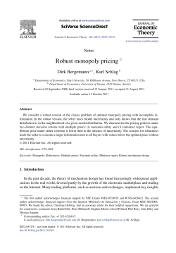 Robust monopoly pricing - Yale CampusPress