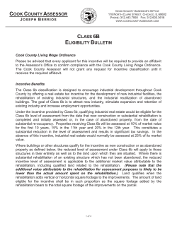 COOK COUNTY ASSESSOR CLASS 6B ELIGIBILITY BULLETIN