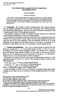on repeated games with complete information - IMJ-PRG