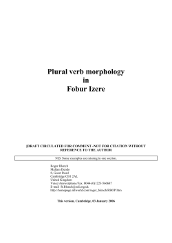 Plural verb morphology in Fobur Izere
