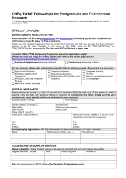 CNPq-TWAS* Fellowships for Postgraduate and Postdoctoral
