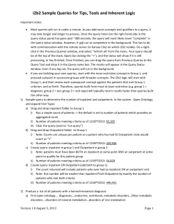 i2b2 Sample Queries for Tips, Tools and Inherent Logic