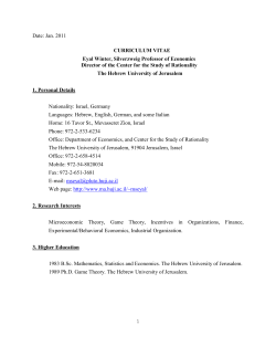 curriculum vitae - Einstein Institute of Mathematics @ The Hebrew