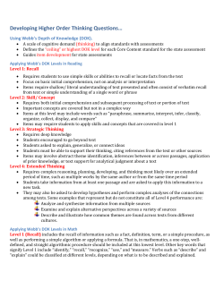 Developing Higher Order Thinking Questions&hellip;