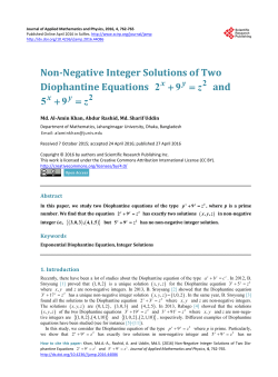 Non-Negative Integer Solutions of Two Diophantine Equations and