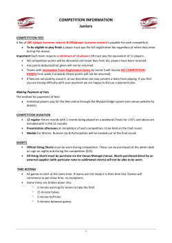 COMPETITION INFORMATION Juniors