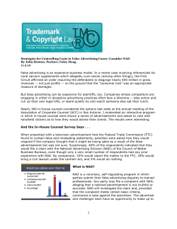 Strategies for Controlling Costs in False Advertising Cases
