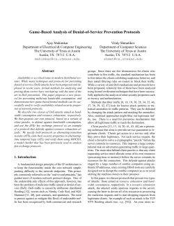 Game-Based Analysis of Denial-of