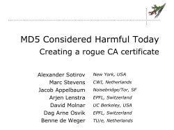 MD5 Considered Harmful Today Creating a