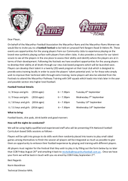 Dear Player, On behalf of the Macarthur Football Association the