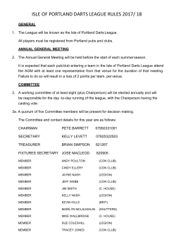 ISLE OF PORTLAND DARTS LEAGUE RULES 2017/ 18 GENERAL