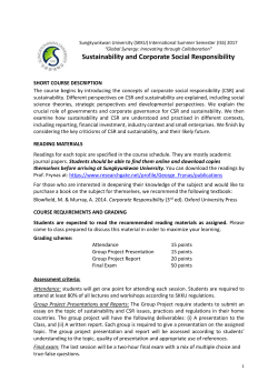 Sustainability and Corporate Social Responsibility