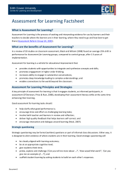 Assessment for Learning Factsheet
