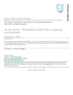 `In the game`? Embodied subjectivity in gaming environments