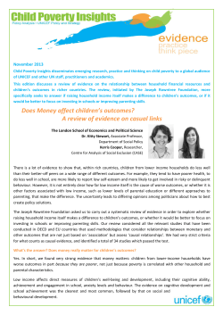 Does Money affect children`s outcomes? A review of