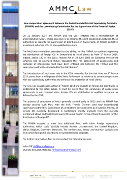 New cooperation agreement between the Swiss Financial Market