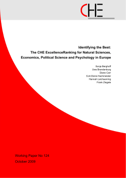 The CHE ExcellenceRanking for Natural Sciences, Economics