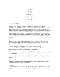 The Republic By Plato Written 360 B.C.E Translated by Benjamin