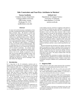 Side Constraints and Non-Price Attributes in Markets