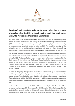 New EAAB policy seeks to assist estate agents who, due to proven