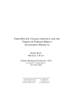 firm-specific characteristics and the timing of foreign direct