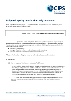 (insert Study Centre name) Malpractice Policy and Procedure