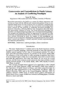 Controversies and Contradictions in Family Leisure